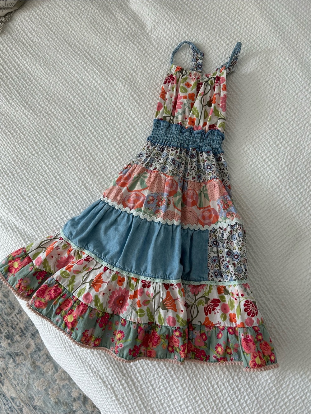 Matilda Jane Floral Patchwork Maxi Dress with Blue Tier